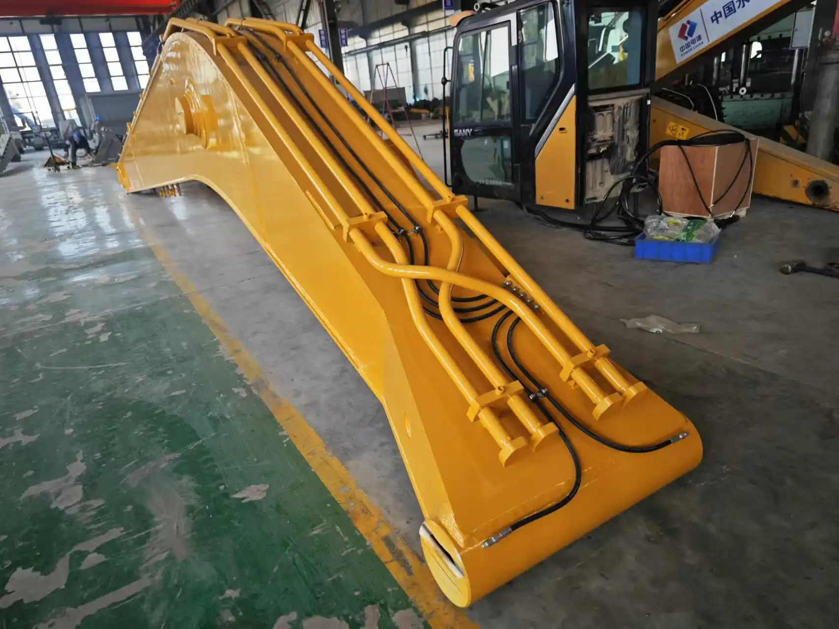 What is the reach of a long-reach excavator?